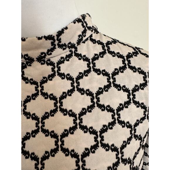 Tyler Boe Black Cream Fur Sleeves Dress Tunic Dress Stunning Mod 60s MIDI Size L - Picture 4 of 16